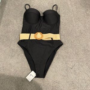 New black one piece with belt